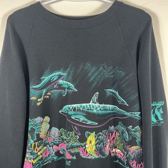 🐠 True Vintage 1992 HABITAT “Complete Wraparound Graphics” Crewneck Sweatshirt - Picture 2 of 10
